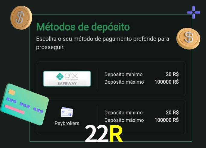O cassino 22R oferece uma grande variedade de métodos de pagamento